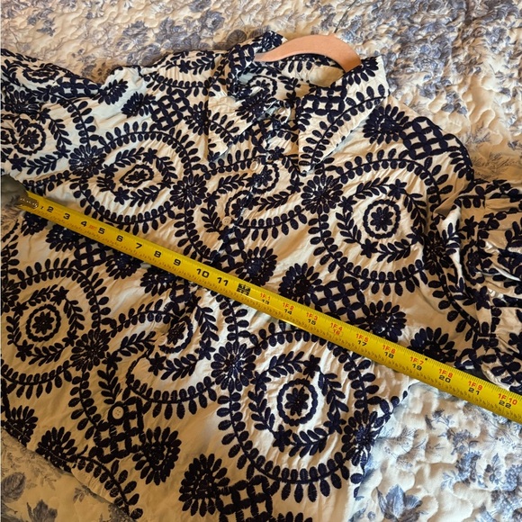 Navy and White Embroidered Women's Top - Picture 8 of 8